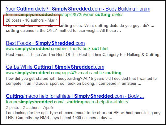 forum meta data in search results